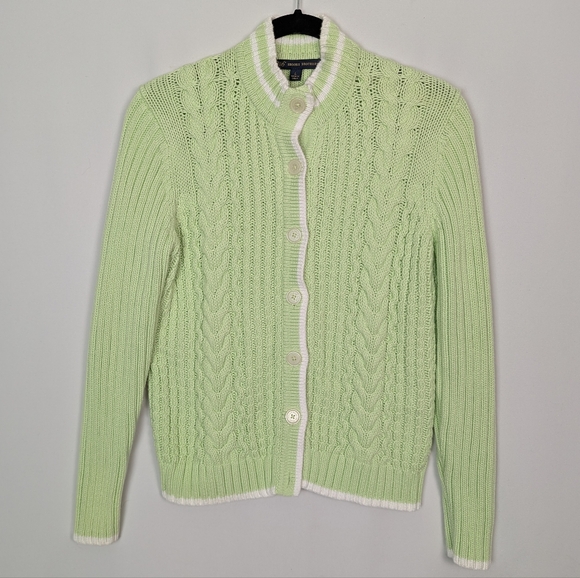 Brooks Brothers Light Green Cable Knit Cardigan - Picture 1 of 8